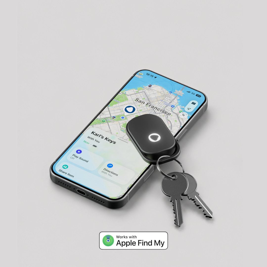 Officially licensed by Apple — Works with Apple Find My