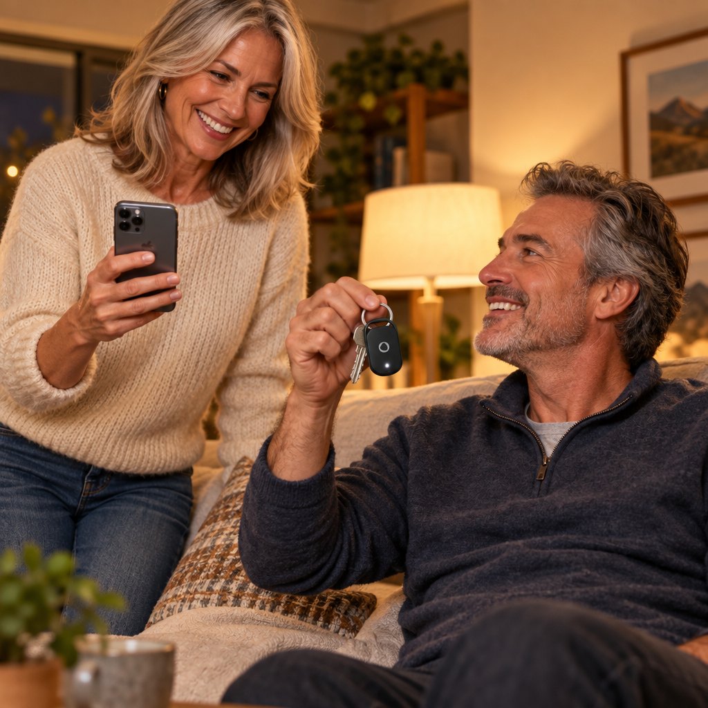 Couple sharing the Smart Tag in Find My