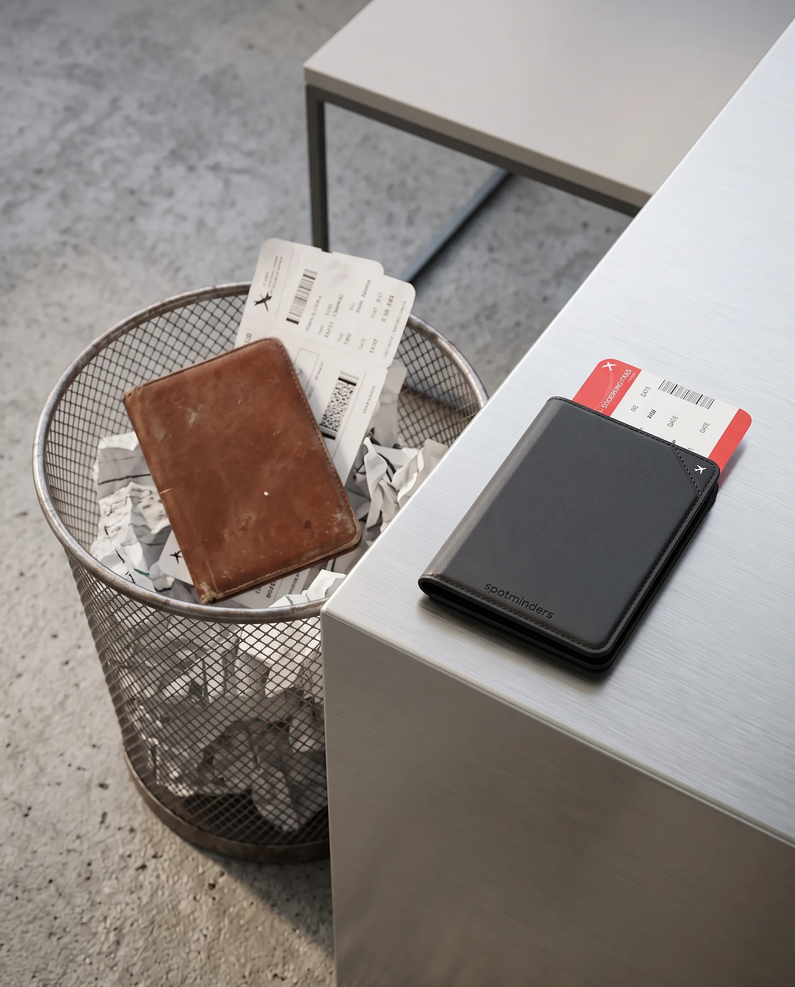 Passport holder on a table