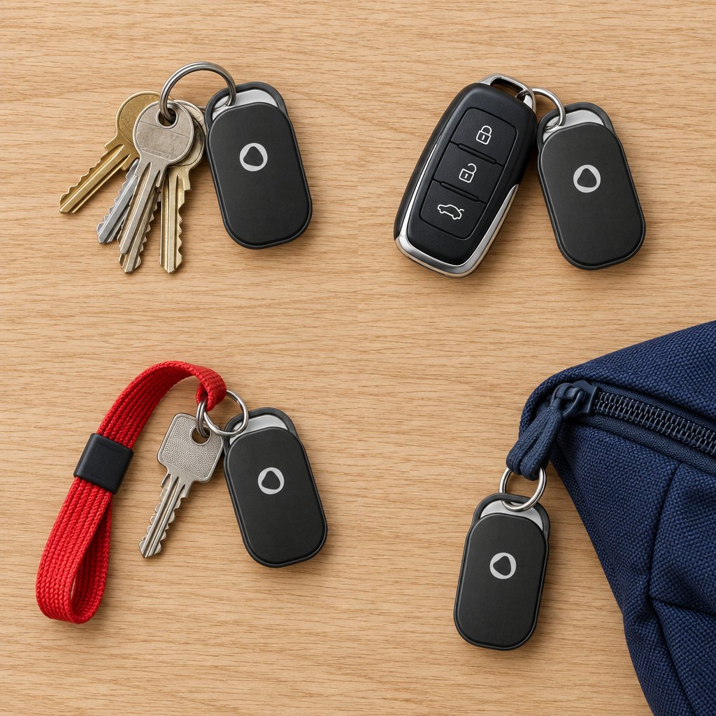 Car keys, office fob, bike lock and bag with Smart Tags
