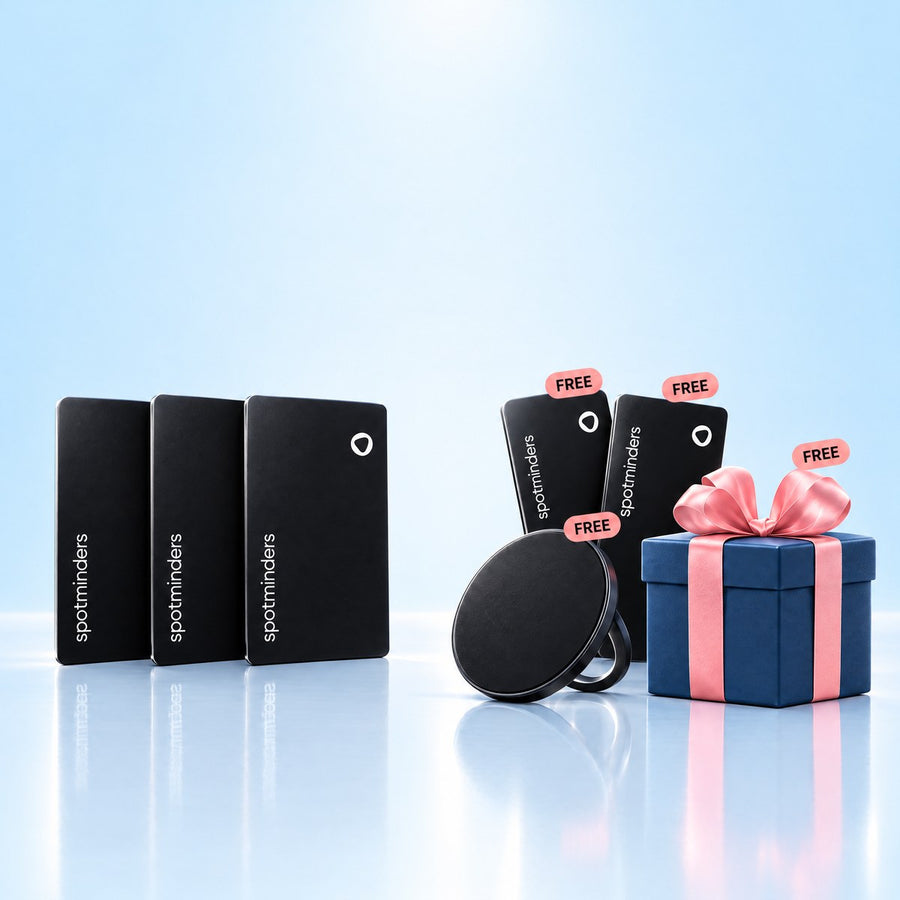 Buy 3 Get 2 Free: three Tracking Cards, plus two free cards, a free wireless charger and a free mystery gift