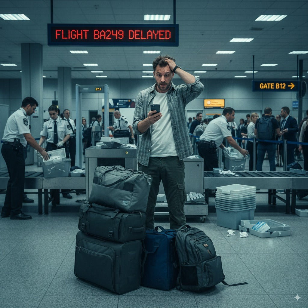 Traveler waiting at the baggage carousel