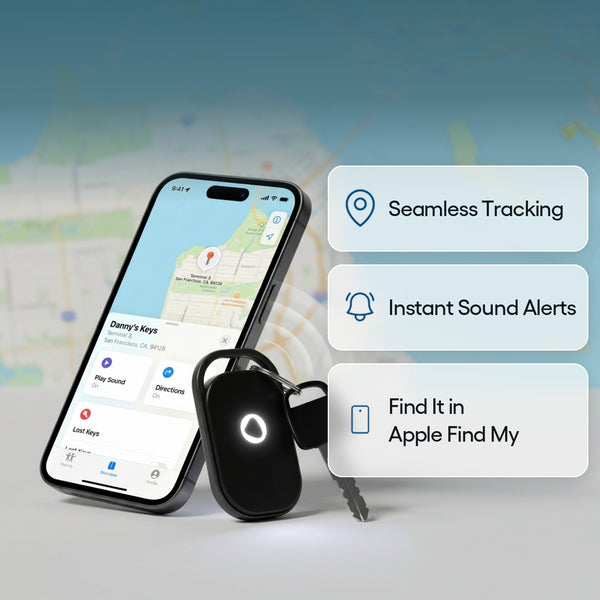 iPhone showing keys in Apple Find My next to a Smart Tag