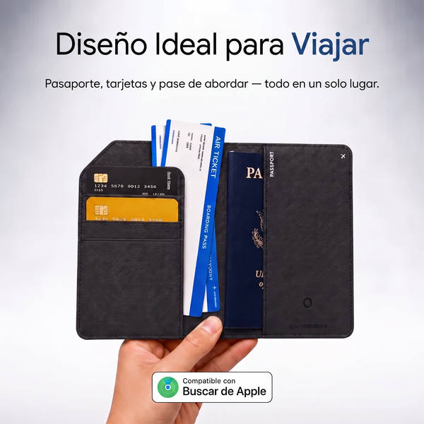 Características de la funda para pasaporte Spotminders